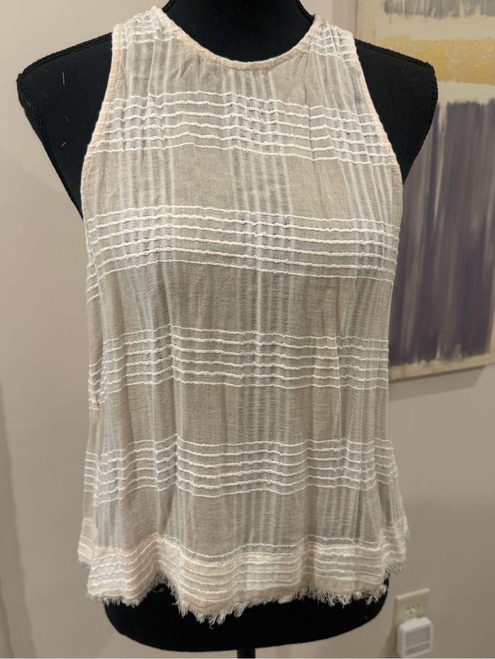 cloth & stone Neutral Beige Textured Sleeveless Camisole